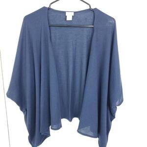 Chicos Top Womens Size M L Shawl Vest Office Stretchy Navy Knit Kimono Soft